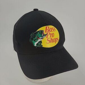 Bass Pro Shops Fishing Trucker Hat Mesh Cap Adjustable Black SnapBack OSFM